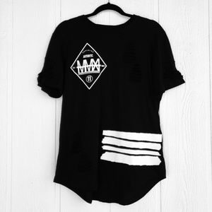 Black Faux Distressed Shirt